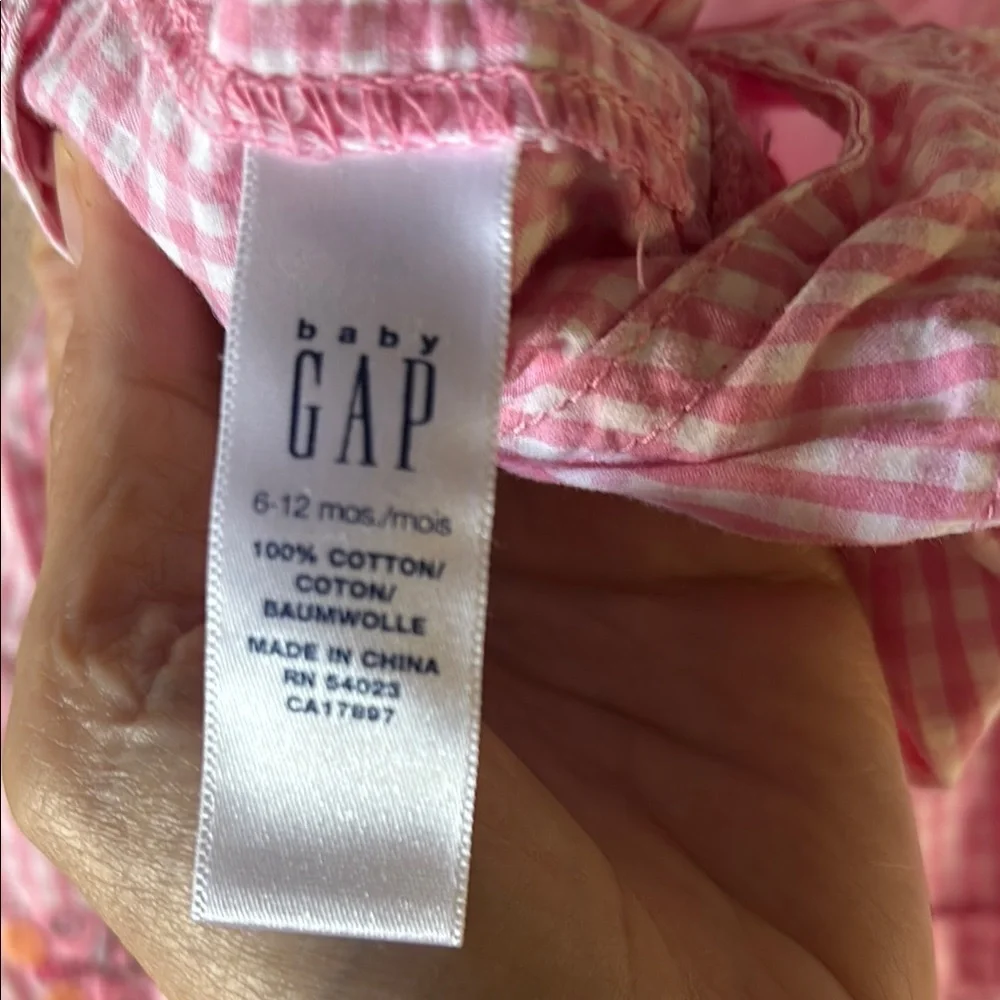 GAP Pink Gingham Kids Overalls Set
